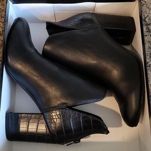 NWT Black faux leather ankle boot